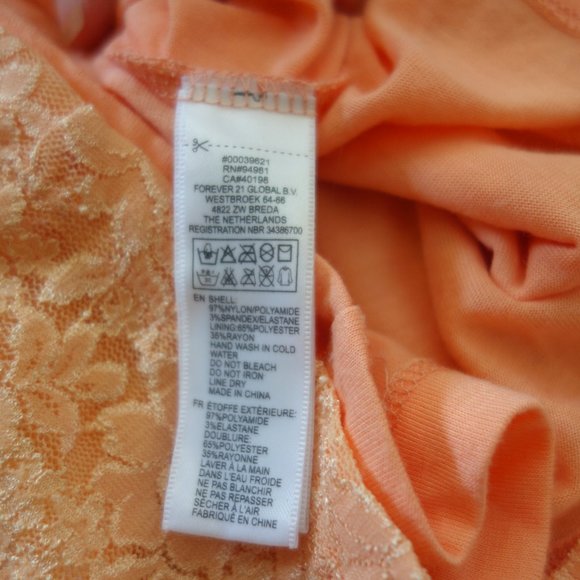 Forever 21 XXI Peach Lace Overlay Cinderella Elegant Cocktail Dress Size Small - Picture 9 of 16